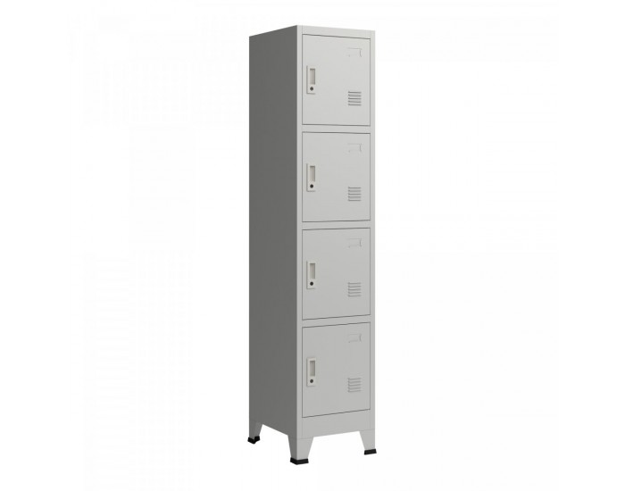 Шкаф Joroinen с 4 врати стоманен прахово боядисан 180x38x45 см сив []