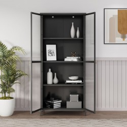 Витрина Säkylä стомана 180x80x35 см черен [] - Corpuri, vitrine, biblioteci modulare