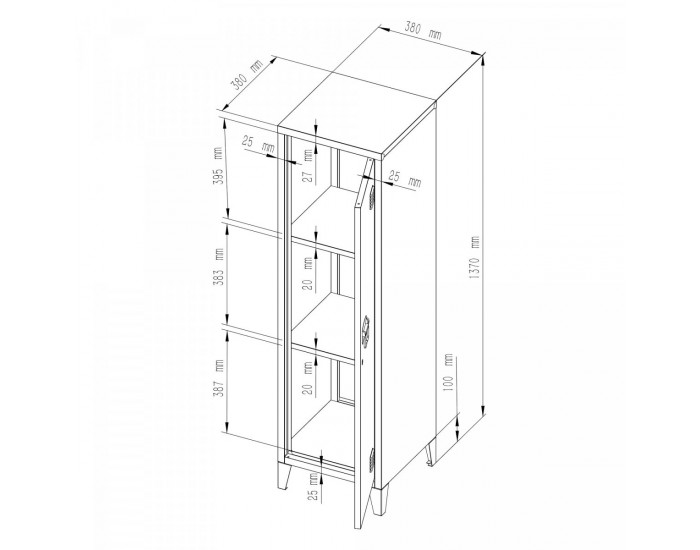 Единично шкафче Kurikka 137x38x38 см сиво-синьо []