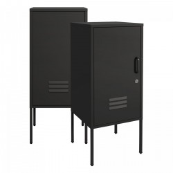 Комплект нощни шкафчета Hausjärvi от 2 бр., 82x35x35 см, стомана, черни [] - Măsuțe de living