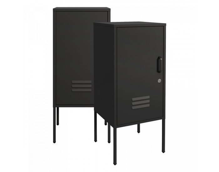 Комплект нощни шкафчета Hausjärvi от 2 бр., 82x35x35 см, стомана, черни []