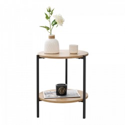 Помощна масичка Kuopio 50xØ40cm черен/изглед дърво [] - Măsuțe de living