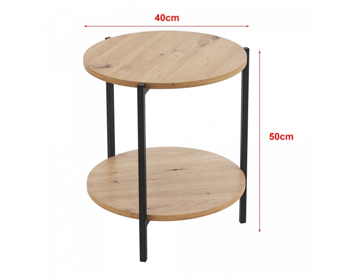 Помощна масичка Kuopio 50xØ40cm черен/изглед дърво []