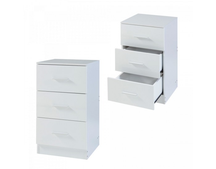 Комплект нощни шкафчета Aurdal от 2 бр., 66x37x34,5 см, бяло, гланц []