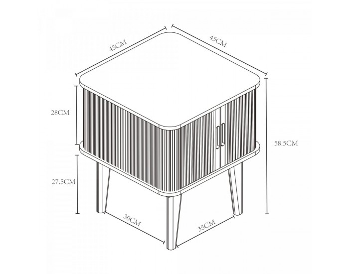 Помощна маса Tysvær 59x45x45 см бамбук/синьо []