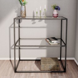 Конзолна маса Konnevesi 85x80x30cm черен/прозрачен [] - Măsuțe de living