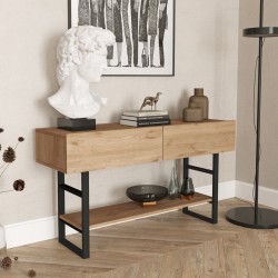 Конзолна маса Lappeenranta 139x43x76см дъб/черен [] - Măsuțe de living
