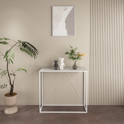 Конзолна маса Austevoll 90x30x80cm бяла [] - Măsuțe de living