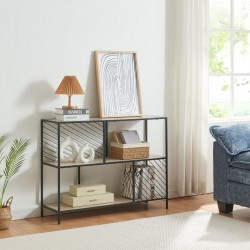 Конзолна маса Övertorneå 100x30x75 см черно/дъб [] - Măsuțe de living
