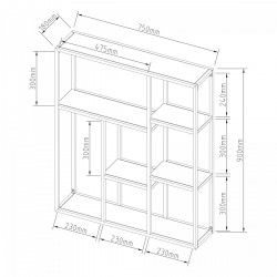 Стенен рафт Jämijärvi със 7 рафта, черен, мат [] - Living