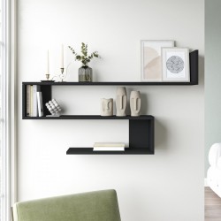 Стенен рафт Kitee 120 x 14,5 x 71,5 cm черен [] - Living