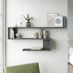 Стенен рафт Kitee 120 x 14,5 x 71,5 см бетонен вид [] - Living