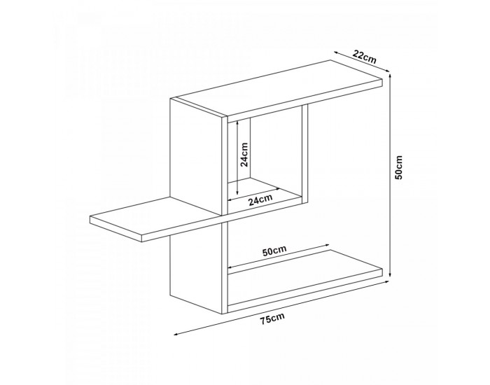 Стенен рафт Hadsel 75x22x50 см цвят венге []