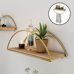 Стенен рафт Mynämäki 39x16x17 см златен цвят [] - Living