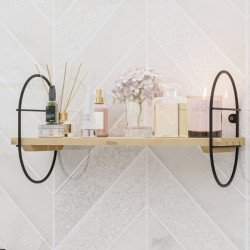 Стенен рафт Oulu метална рамка 40x16x20cm черен/натурален [] - Living