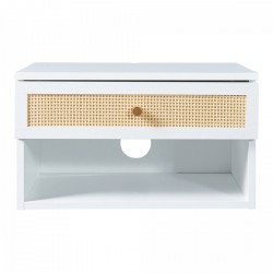 Стенен рафт Eiker с чекмедже 40x32x23 см бял/ратан [] - Living
