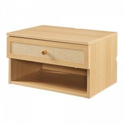 Стенен рафт Eiker с чекмедже 40x32x23 см дъб/ратан визия [] - Living