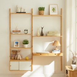 Стенен рафт Tingvoll 176x147x34 см бамбук [] - Living