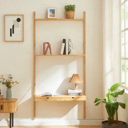 Стенен рафт Tingvoll 176x85x32 см бамбук [] - Living