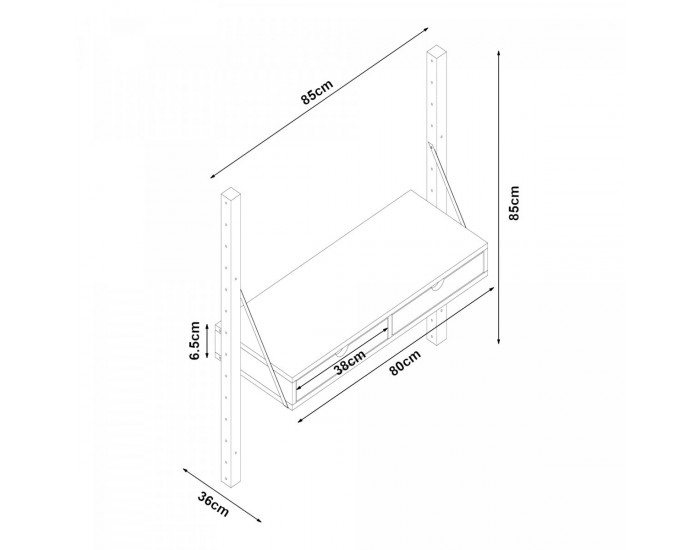 Стенен рафт Tingvoll 85x85x36 см бамбук []