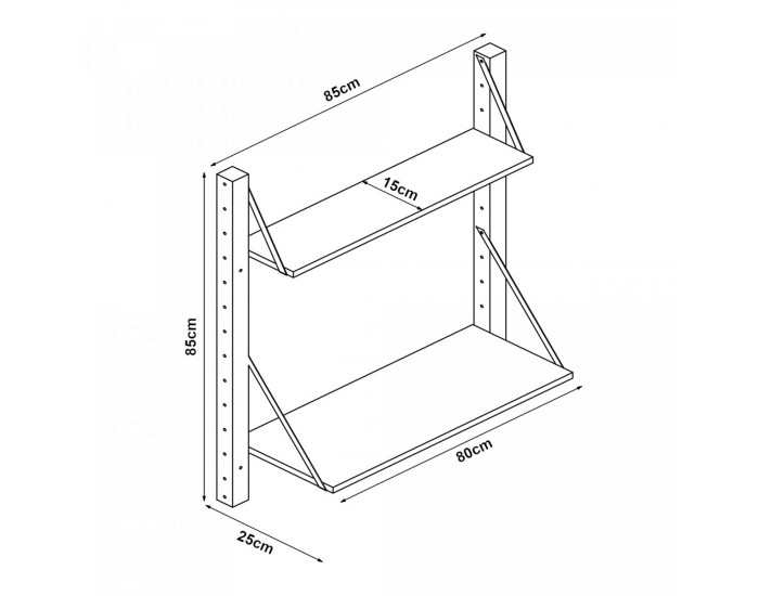 Стенен рафт Tingvoll 85x85x25 см бамбук []