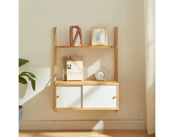 Стенен рафт Tingvoll 85x65x34 см бамбук []