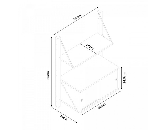 Стенен рафт Tingvoll 85x65x34 см бамбук []
