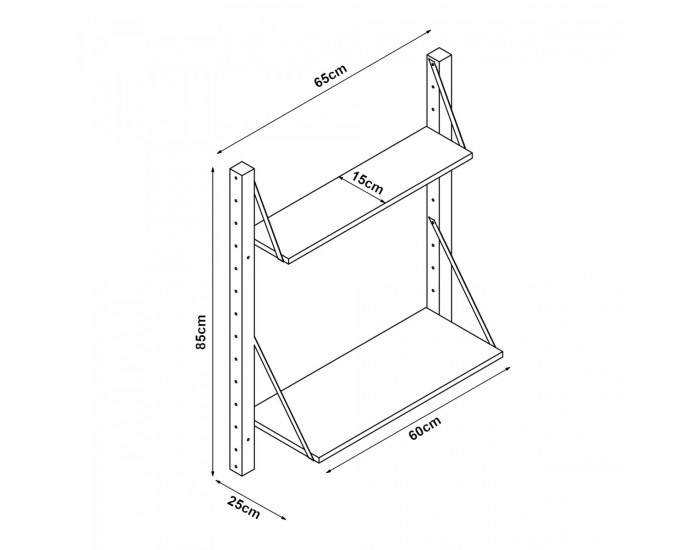 Стенен рафт Tingvoll 85x65x25 см бамбук []