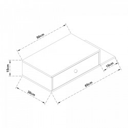 Стенен рафт Stor с чекмедже 65x30x15 см черен [] - Living