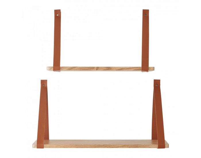 Комплект стенен рафт Utsira 48/60 x 20 x 30 см, 2 части, вид дъб/кафяв []