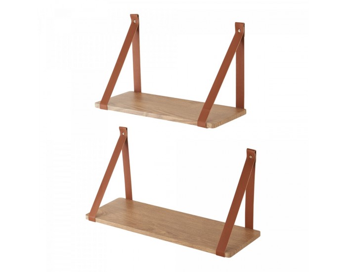 Комплект стенен рафт Utsira 48/60 x 20 x 30 см, 2 части, вид дъб/кафяв []
