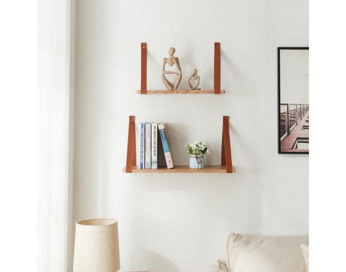 Комплект стенен рафт Utsira 48/60 x 20 x 30 см, 2 части, вид дъб/кафяв []