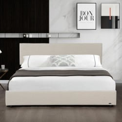 Тапицирано легло Juva с матрак и леглова кутия 160x200 см Beige Corium - Paturi