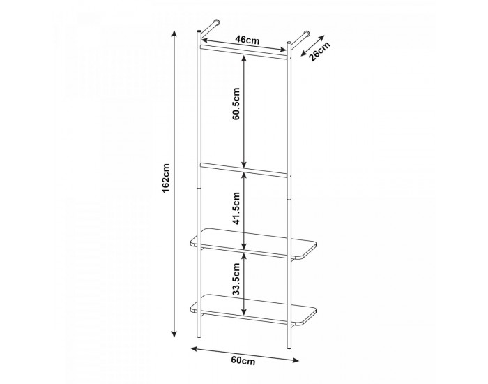 Стенно портманто Bremanger 162x60x26cm черно []