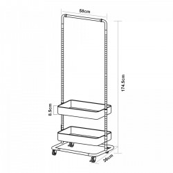 Подвижна закачалка Kumad 175x58x36 см Черен [] - Dormitor