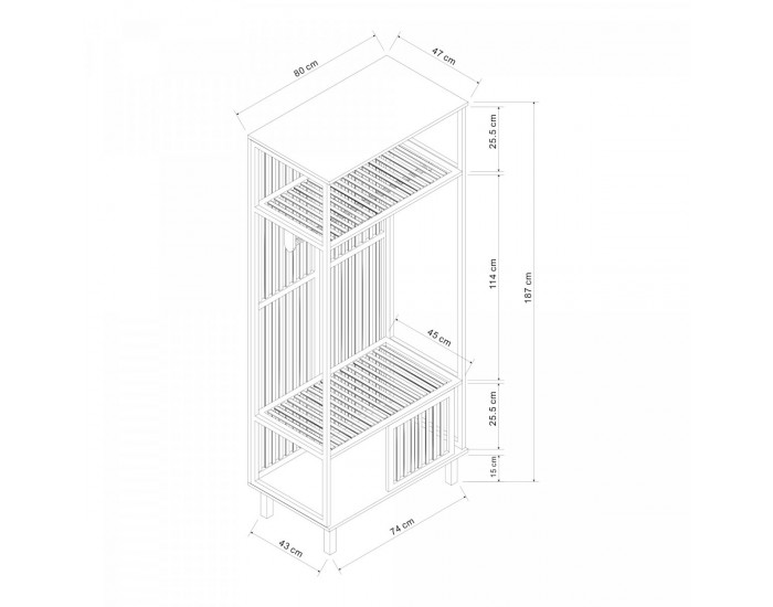 Поставка за палта Ypäjä 187x80x47 см бамбук []