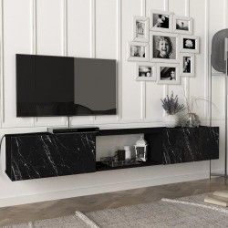 ТВ шкаф Paltamo 180x31x29.5см мрамор, черен [] - Sonata G