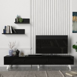 Saarijärvi ТВ маса с 2 рафта черна [] - Living