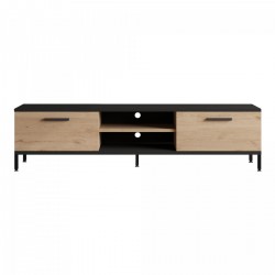 ТВ маса Lempäälä с 2 отделения за съхранение 160 x 35 x 39 см дъб/черен [] - Sonata G