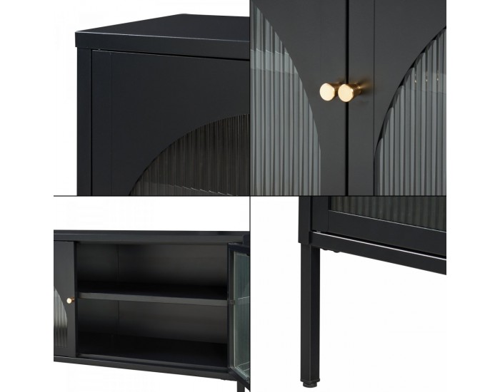 ТВ шкаф Karlskrona 115x35x64 см черен, мат []