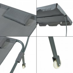 Двоен шезлонг с покрив Avigliano Grey [] - Șezlonguri