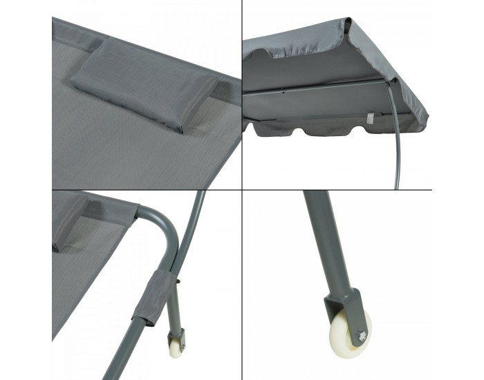 Двоен шезлонг с покрив Avigliano Grey []