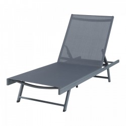 Шезлонг Baragiano 197x64x30 см тъмносив [] - Grădină