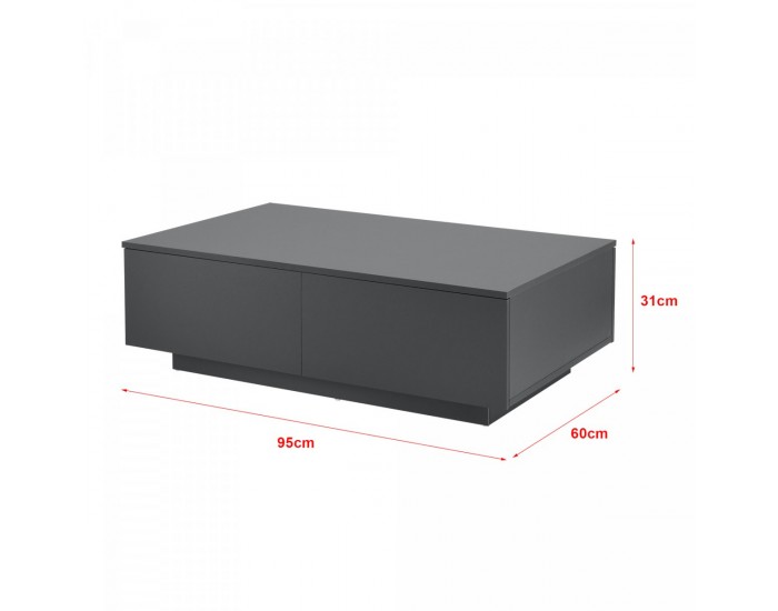 Холна маса Kagiso 95x60x31 см с 4 чекмеджета Matt Dark Grey