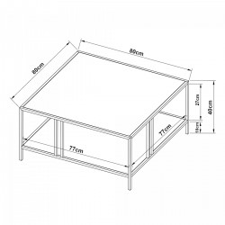 Холна маса Kumlinge 40x80x80 см черна [] - Sonata G