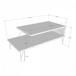 Маса за кафе Asker 100x50x40 cm вид дърво [] - Măsuțe de living