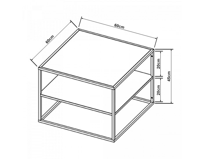 Холна маса Solund с рафт 60x60x45 см черна, мат []