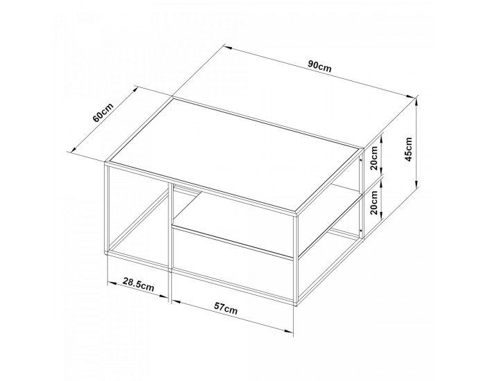 Холна маса Solund 90x60x45 см жълто []