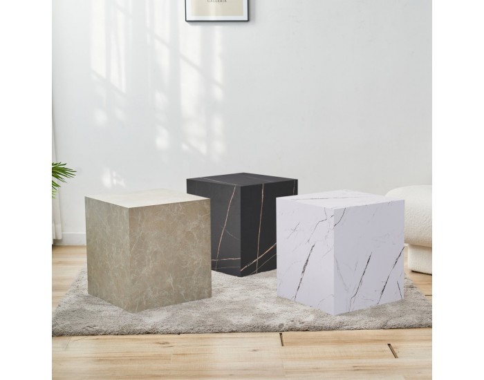 Помощна маса Ellelu 45x40x40 см мраморна визия, сив []