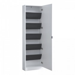 Шкаф за обувки Meura 160x48x20см огледален бял [] - Sonata G